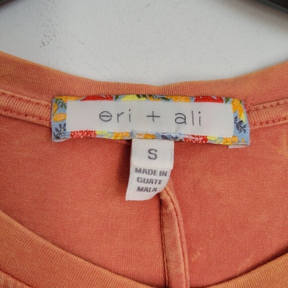 Anthropologie Eri + Ali Flutter Short Sleeve Tie Dye Orange Blouse Top Size Sm - Picture 10 of 11